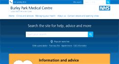 Desktop Screenshot of burleyparkmedicalcentre.co.uk